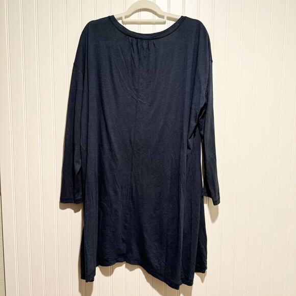 Peruvian Connection Navy Blue Tunic Top Pima Cotton Modal Lagenlook Size Large - Picture 5 of 5